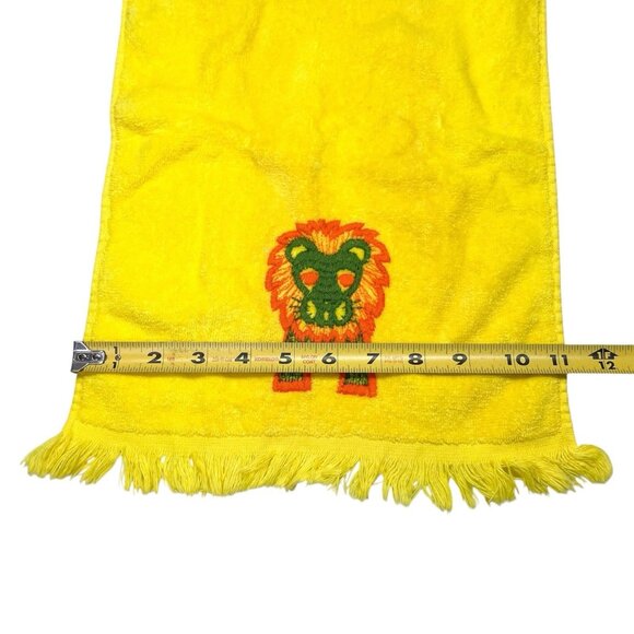 VTG 70s Golden Crown Yellow Fingertip Towel Embroidered Lion - Picture 8 of 8